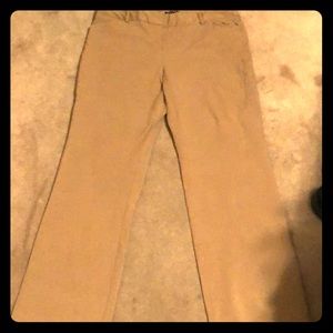 Khaki stretch boot cut pants.